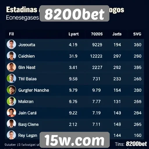 Estatísticas de jogadores no 8200bet